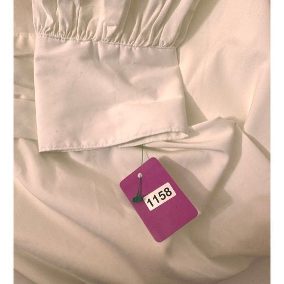 New York & Co White Puff Sleeve WrapBlouse Embroidered Tunic Dress Sz XL #1158 - Picture 11 of 11